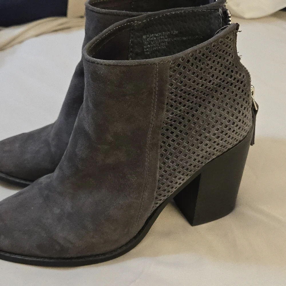 Steve Madden Replay Gray Suede Ankle Booties